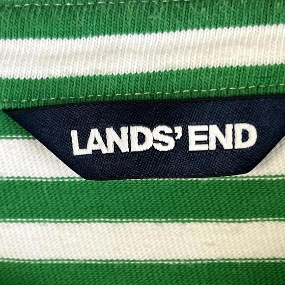Lands End Green White Striped 100% Cotton Top Women’s Size Large EUC - Picture 9 of 9